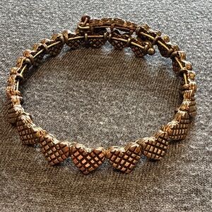 Alex and Ani Gold Textured Heart Link Bracelet